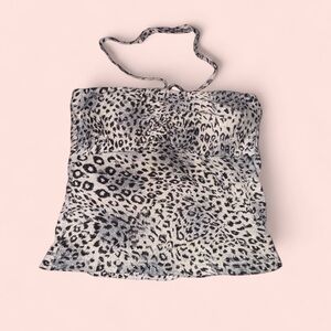 Leopard Print Glittery Halter Top